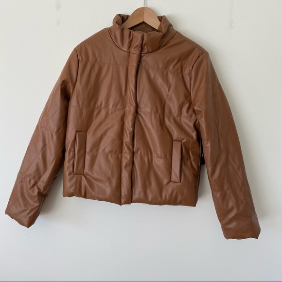Jackets & Blazers - NWT VEGAN leather stunning puffer coat size medium